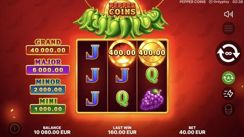 Pepper Coins - monede bonus în runda Hold and Win